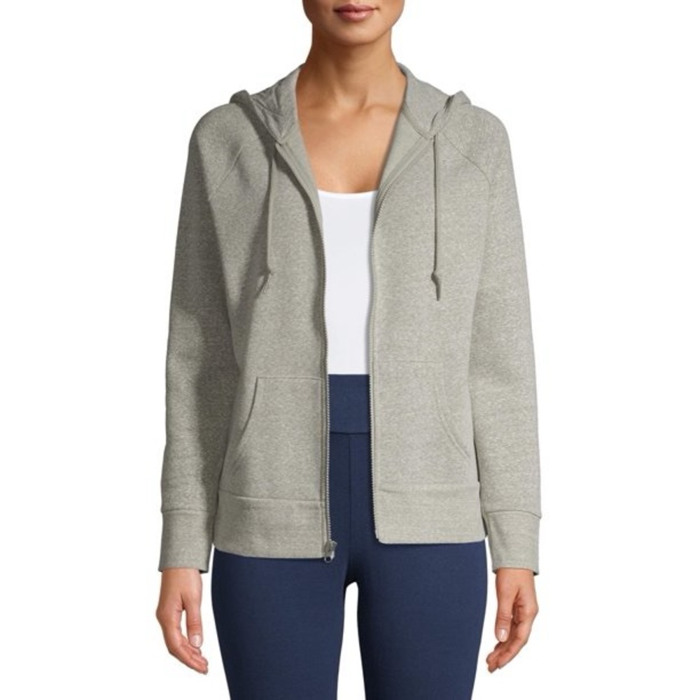 Long Sleeve Full Zip Relaxed Fit Hoodie - Green Amber